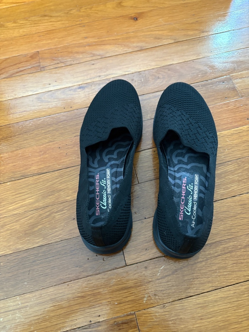Skechers Black Slip-On Knit Flats